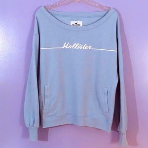 Hollister Baby Blue Boat Neck Oversized Graphic Sweatshirt Size XS